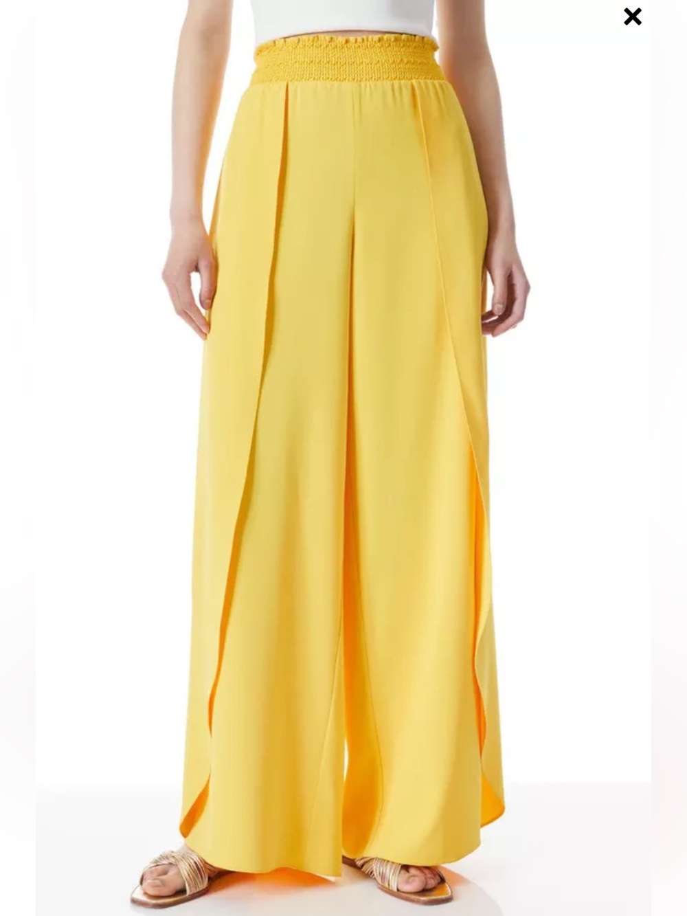 Alice + Olivia Larissa Smocked Waist Pant Open Slits Small $495